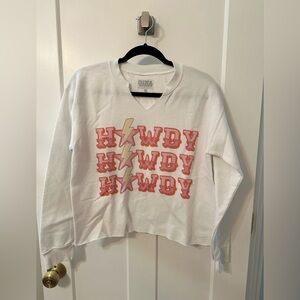 White and Pink Gina Tees  'Howdy' Sweatshirt never worn like new